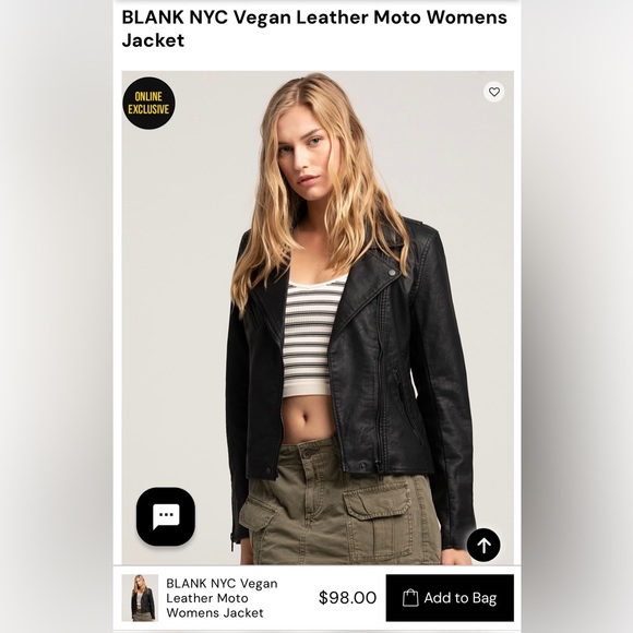 NWT Blank NYC Vegan Leather Moto Biker Jacket Size S Black - Picture 7 of 10